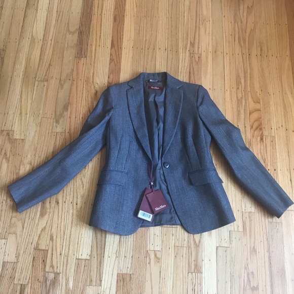 Max Mara Studio Gianna Wool Grey Blazer Jacket - Picture 4 of 7